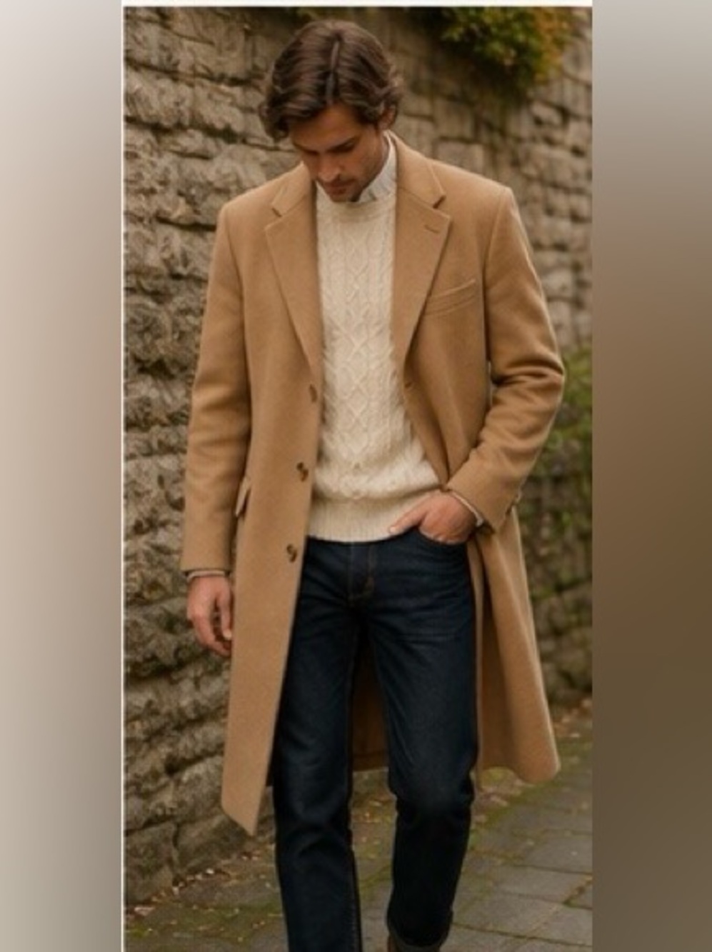 Vintage Aquascutum London Camel Cashmere Wool Overcoat Mens 42 Made in Canada